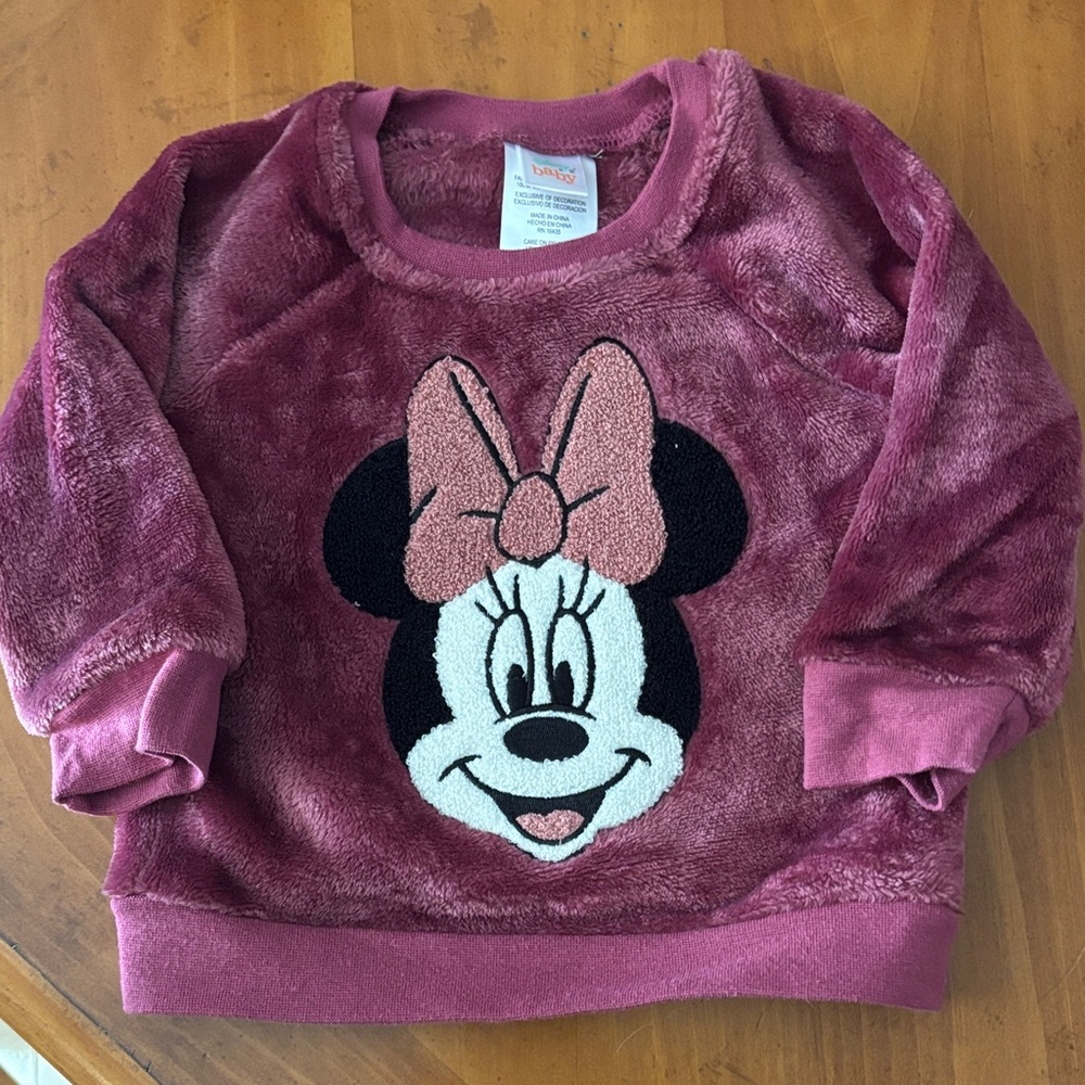 Disney Minnie Mouse Plush Burgundy Sweatshirt